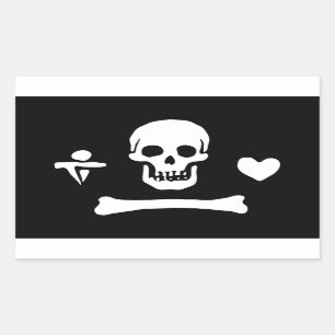 Adesivo Retangular Stede Bonnet Pirate Flag Jolly Roger