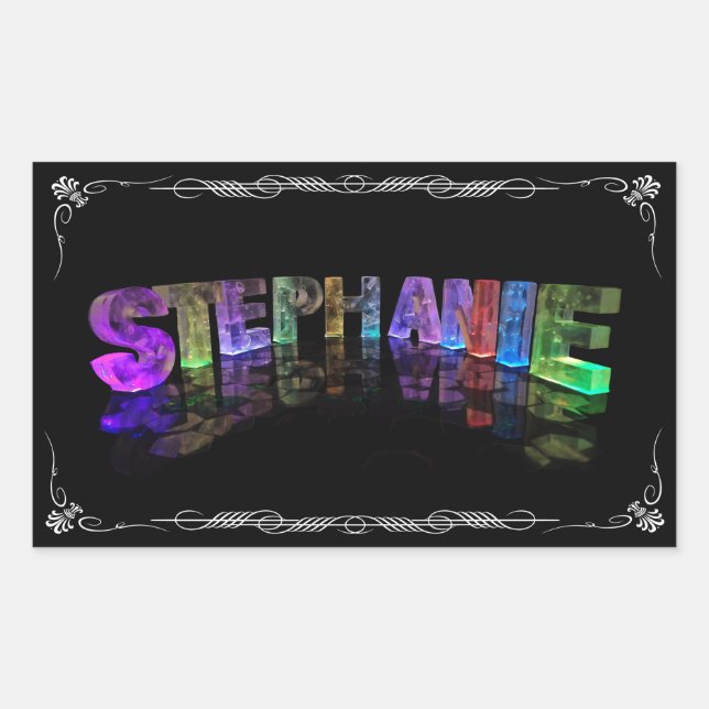 Adesivo Retangular Stephanie - O nome Stephanie em luzes 3D (Phot) (Frente)