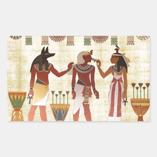 Adesivo Retangular Sticker colocado no design Pharoah egípcio (Frente)