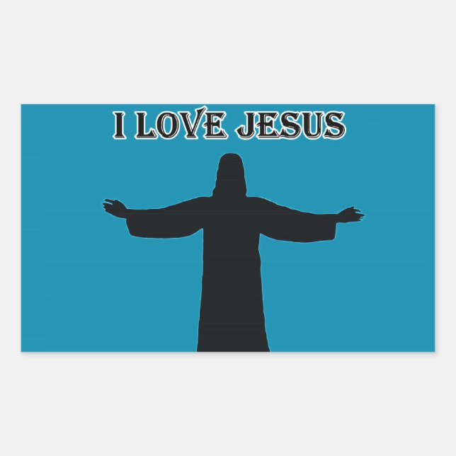 Adesivo Retangular Sticker  i love jesus (Frente)