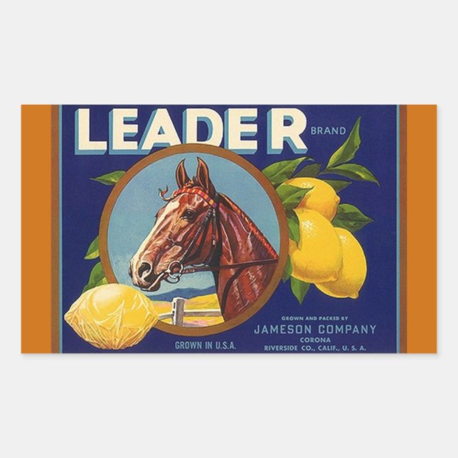 Adesivo Retangular Sticker Vintage Advertising Lemons Lead Race Horse (Frente)