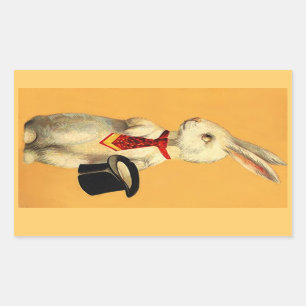 Adesivo Retangular Sticker Vintage Anthro Magic Hat Trick Rabbit
