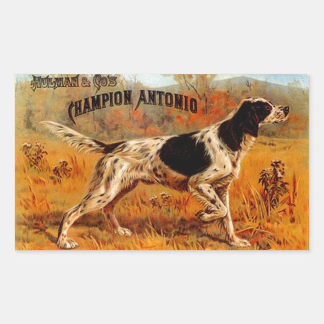 Adesivo Retangular Sticker Vintage Charuto Ad Hunting Bird Dog Champi (Frente)