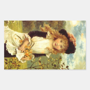 Adesivo Retangular Sticker Vintage Victorian Pinafrontal Daffodils Jo