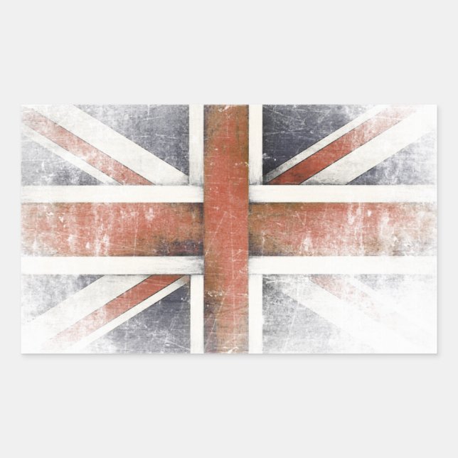 Adesivo Retangular Sticker with Vintage Excelente UK Flag (Frente)