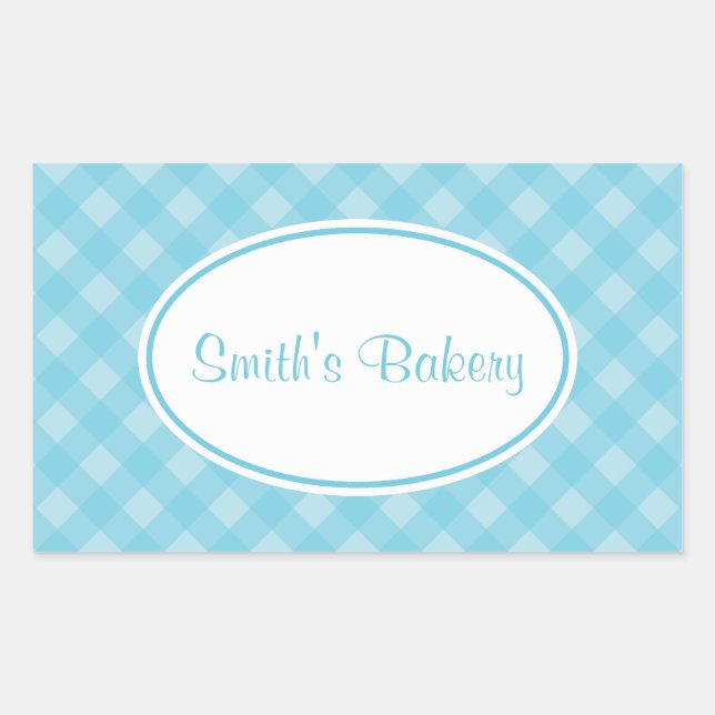 Adesivo Retangular Stickers de Gingham Azul (Frente)