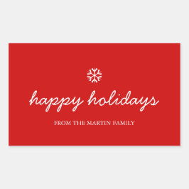 Adesivo Retangular Stickers Holiday - feriados felizes Natal vermelho