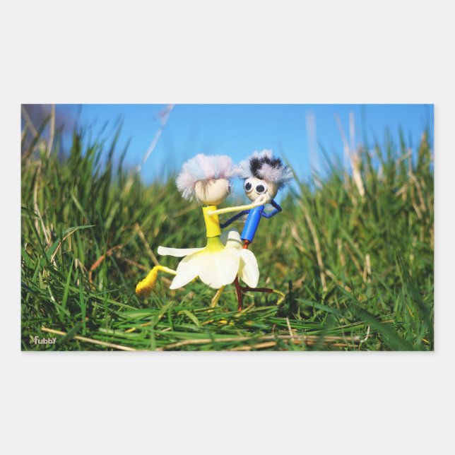 Adesivo Retangular Stijldansende Fubby's in Narcissen jurk. (Frente)