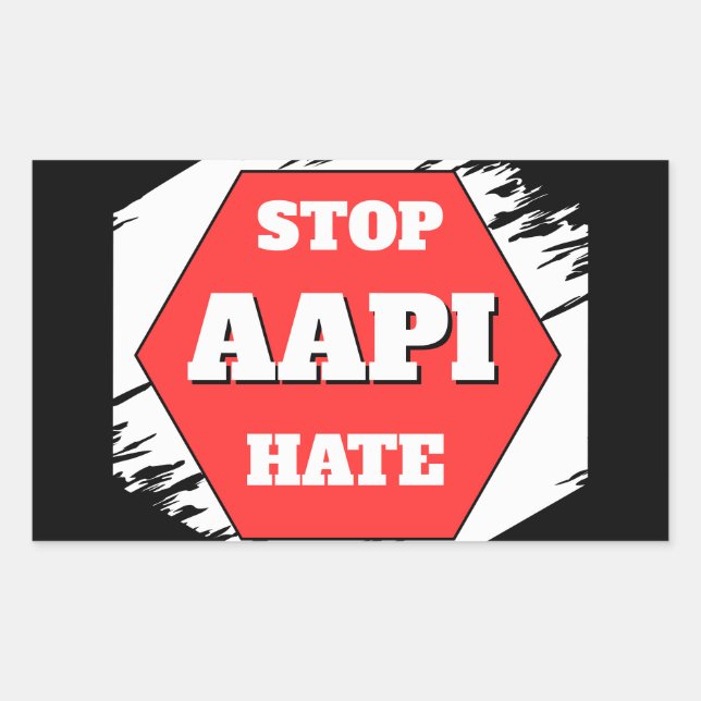 Adesivo Retangular Stop AAPI Hate Rectangular (Frente)