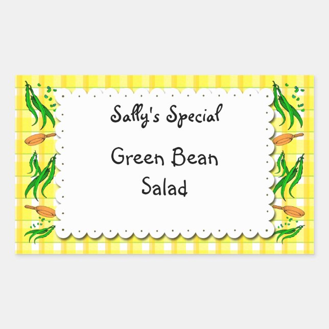 Adesivo Retangular String Beans Yellow verifica Comidas personalizada (Frente)