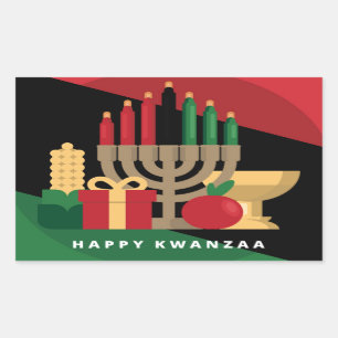 Adesivo Retangular stripe diagonal Happy Kwanzaa