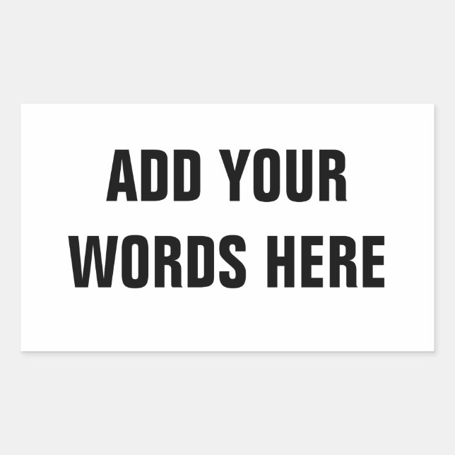 Adesivo Retangular Suas Próprias Palavras Personalizadas (Frente)