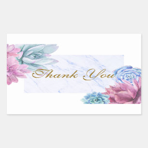 Adesivo Retangular Succult Marble Chic Chá de panela Fiesta Favor