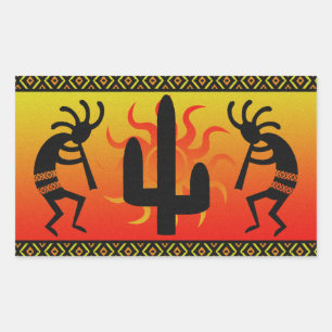 Adesivo Retangular Sudoeste Kokopelli do cacto de Sun do deserto