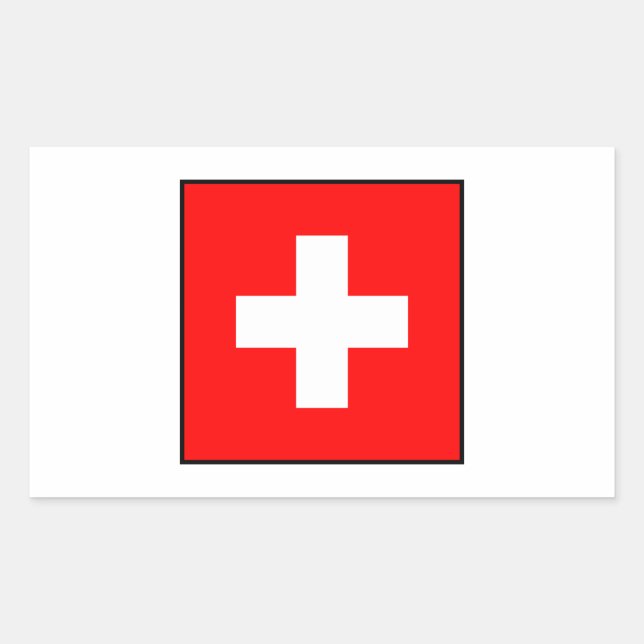 Adesivo Retangular Suiça - Bandeira Suíça (Frente)