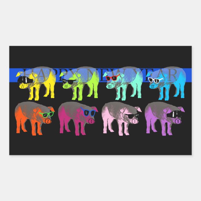 Adesivo Retangular Suíno Chinês Novo Ano 2019 Pop Retangular S (Frente)