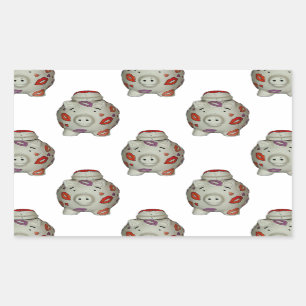 Adesivo Retangular Suíno Lipstick Adorável