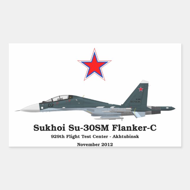 Adesivo Retangular Sukhoi Profile Su-30SM Flanker-C (Frente)
