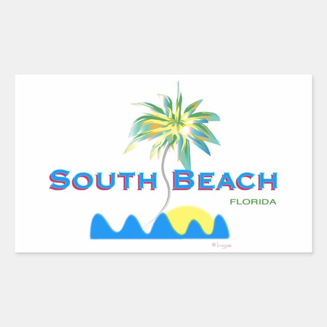 Adesivo Retangular Sunny South Beach, Florida (Frente)