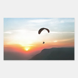 Adesivo Retangular Sunset Paraglide Wanderlust Arte Esportiva Extreme