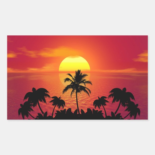 Adesivo Retangular Sunset tropical (Frente)