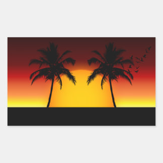 Adesivo Retangular Sunset tropical e Palmeiras