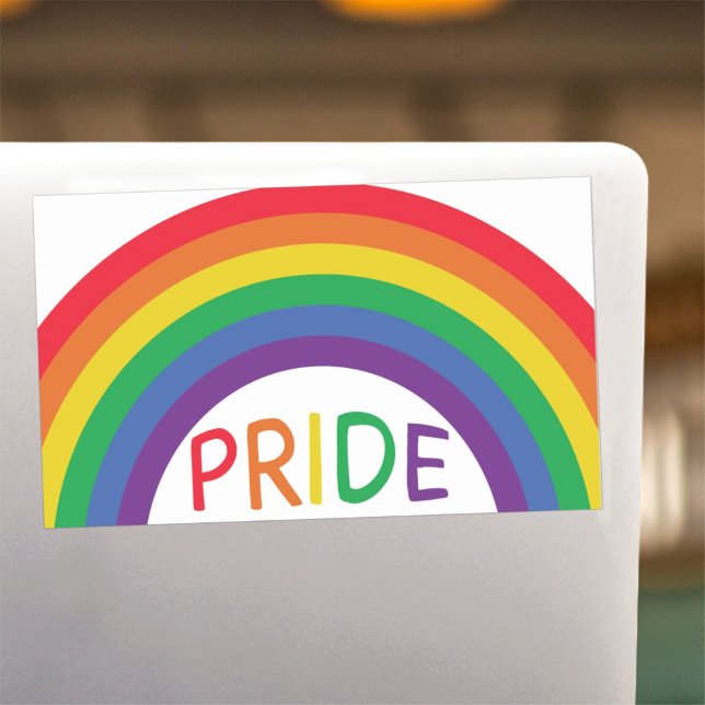 Adesivo Retangular Suporte ao Rainbow Pride Sticker LGBTQ+ (Criador carregado)