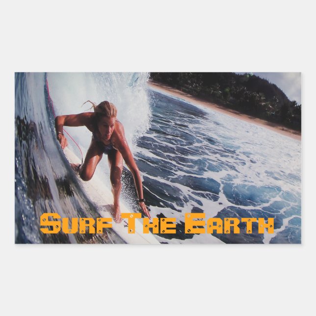 Adesivo Retangular Surfer Surfing Girl Surfing Sticker Decart (Frente)