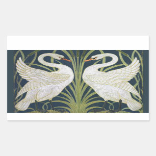 Adesivo Retangular Swan Art Nouveau Dois Swans