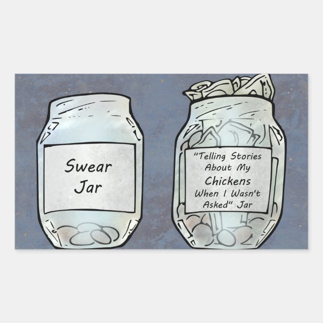 Adesivo Retangular Swear Jar e Chicken Jar (Frente)