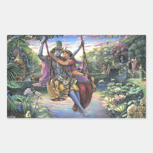 Adesivo Retangular Swing Pastime - Radha e Krishna (Frente)