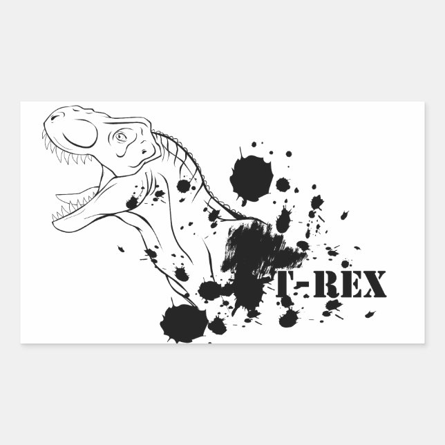 Adesivo Retangular T-Rex (preto e branco) (Frente)