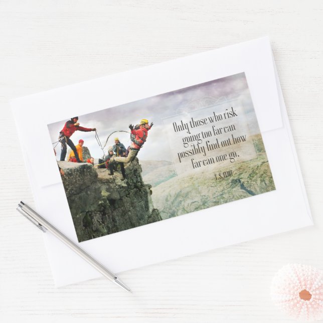 Adesivo Retangular T.S. Eliot Inspirational Cote "Até onde" (Envelope)