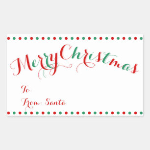 Adesivo Retangular Tag brancos personalizados do presente do Natal do