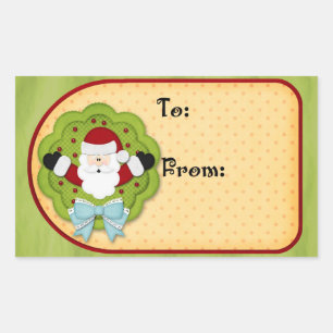 Adesivo Retangular Tag do presente do Natal