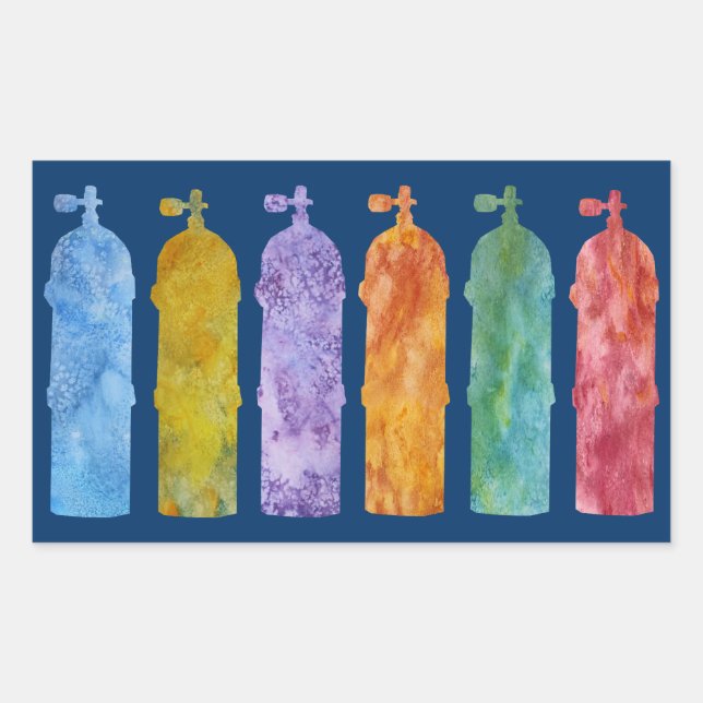 Adesivo Retangular Tanques SCUBA multicoloridos (Frente)