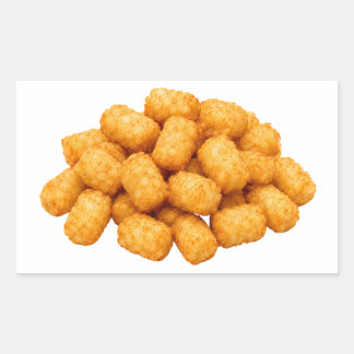 Adesivo Retangular Tater Tots Dourados em Fundo Branco