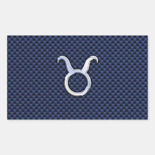 Adesivo Retangular Taurus Zodiac Decor Marinho Azul Fibra de Carbono
