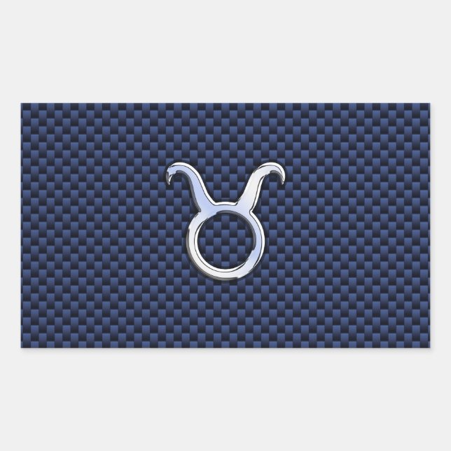 Adesivo Retangular Taurus Zodiac Decor Marinho Azul Fibra de Carbono  (Frente)