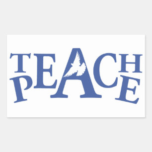Adesivo Retangular Teach peace solteiro pomve blue text