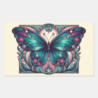 Adesivo Retangular Teal & Purple Butterfly 5