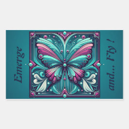 Adesivo Retangular Teal & Purple Butterfly Square