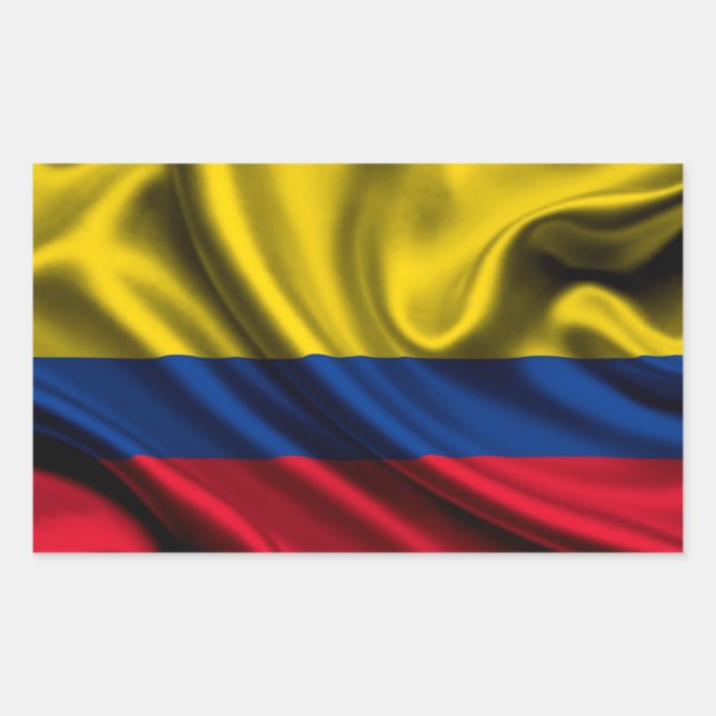 Adesivo Retangular Tecido da Bandeira da Colômbia (Frente)