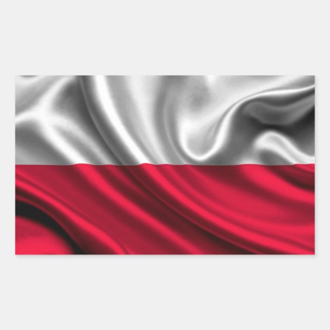 Adesivo Retangular Tecido da Bandeira da Polônia (Frente)