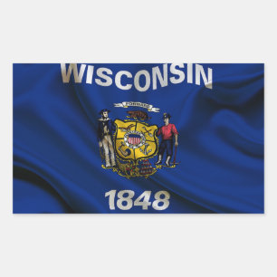 Adesivo Retangular Tecido da bandeira de Wisconsin