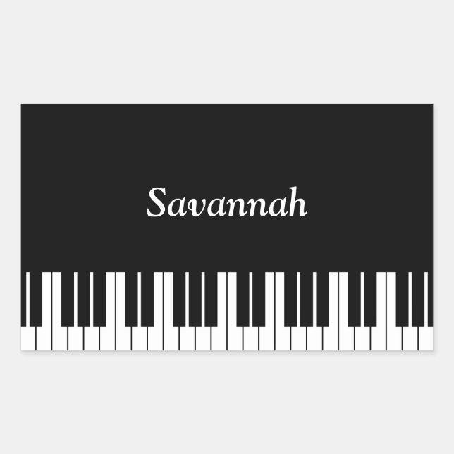Adesivo Retangular Teclas do Teclado do Piano, Pretas e Brancas (Frente)