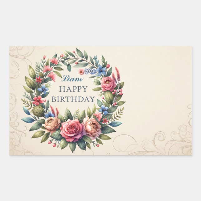 Adesivo Retangular Teddy Bear Balões Crianças Foto Aniversário (Frente)