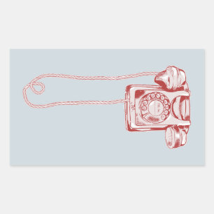 Adesivo Retangular Telefone de discagem rotativa de 80s