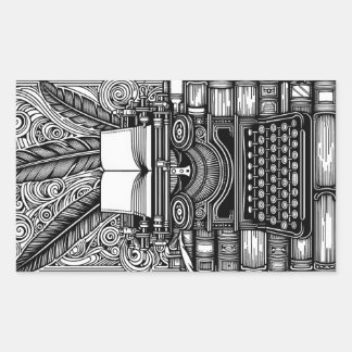 Adesivo Retangular Tema 3 do Escritor de Vintage me coloriu