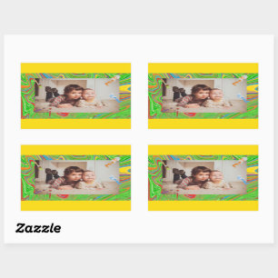 Adesivo Retangular Tema de Pincel Colorido de Foto Personalizado